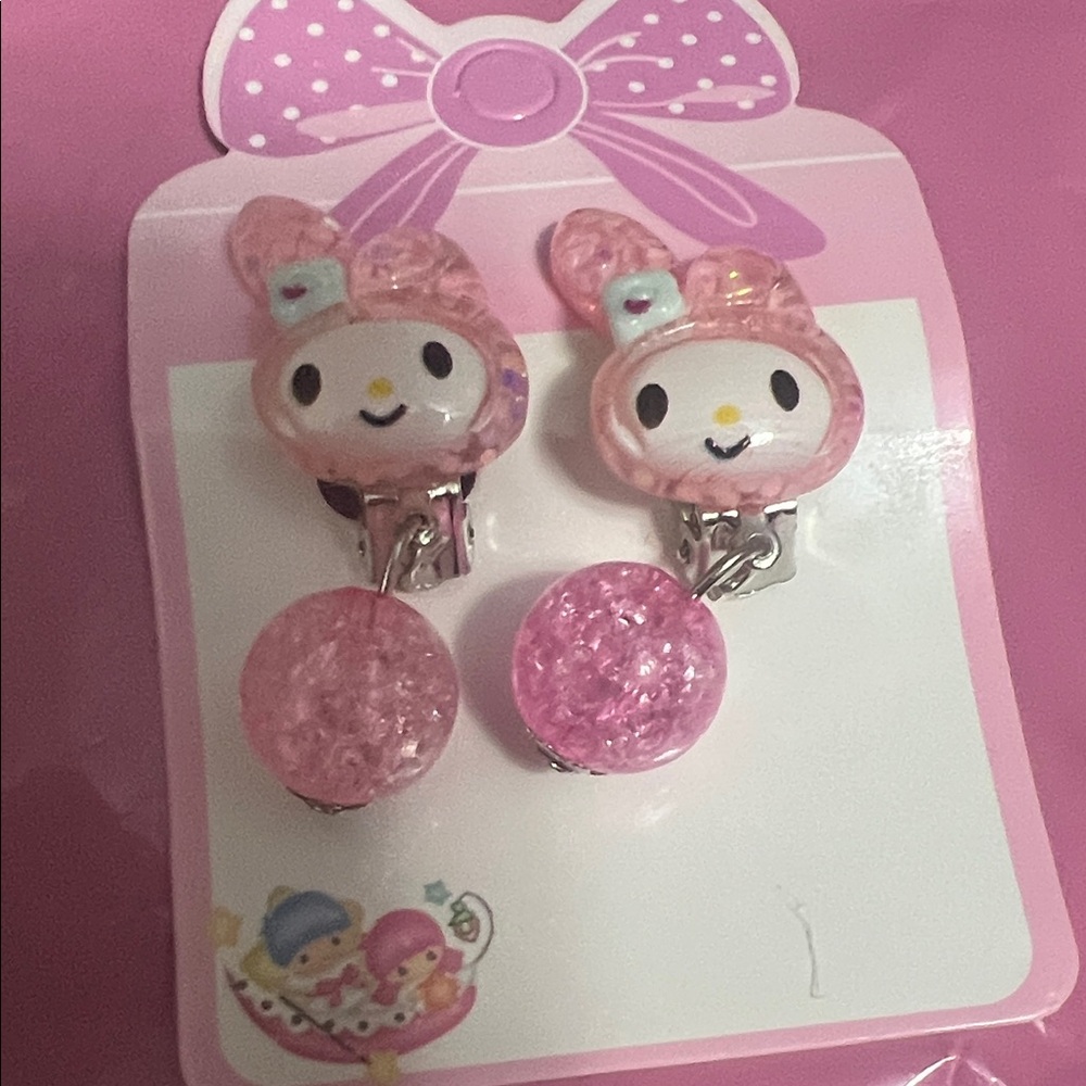 Sanrio My Melody Pink White Clip-On Earrings Set